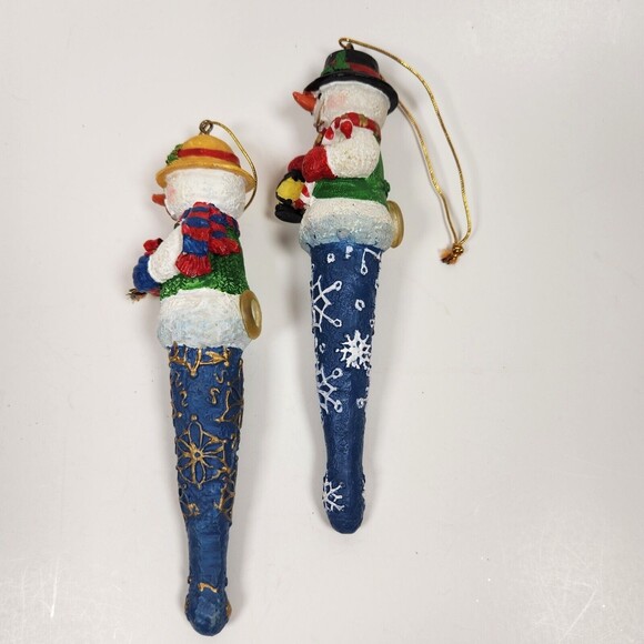 Christmas Snowman String Light Cover Ornament Icicle Lot of 2 Blue 6 inches - Picture 4 of 5